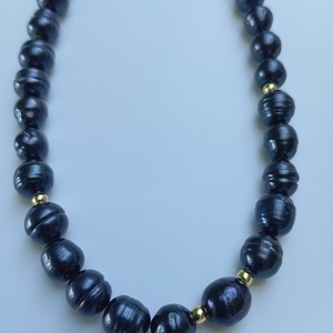 Colier cu Perle de cultura negru petrol 7 mm - bijuterii - coliere - coliere din perle - Artynos.ro