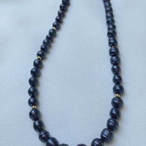 Colier cu Perle de cultura negru petrol 7 mm - bijuterii - coliere - coliere din perle - Artynos.ro