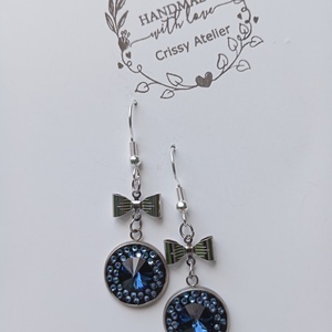 Cercei cu tortita placata cu argint 925 si rivoli Swarovski Montana Blue 10mm - bijuterii - cercei - cercei din mărgele - Artynos.ro