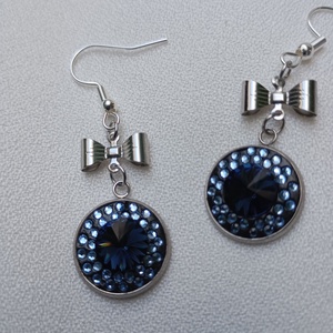 Cercei cu tortita placata cu argint 925 si rivoli Swarovski Montana Blue 10mm - Artynos.ro