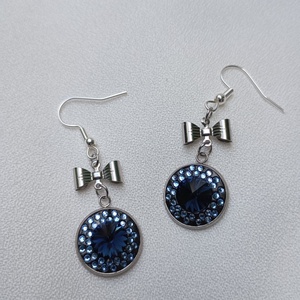 Cercei cu tortita placata cu argint 925 si rivoli Swarovski Montana Blue 10mm - bijuterii - cercei - cercei din mărgele - Artynos.ro