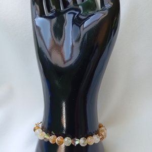 Bratara cu Citrin fatetat 6mm si cristale Preciosa - bijuterii - brățări - brățări din pietre semiprețioase - Artynos.ro