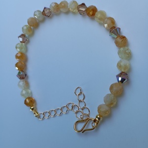 Bratara cu Citrin fatetat 6mm si cristale Preciosa - bijuterii - brățări - brățări din pietre semiprețioase - Artynos.ro