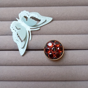 Inel placat cu aur 18K, Granat si Swarovski - Artynos.ro