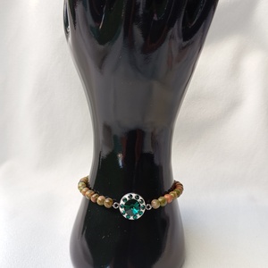 Bratara cu Unakite 5mm si cristale Swarovski Smarald - bijuterii - brățări - brățări din pietre semiprețioase - Artynos.ro