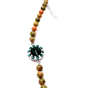 Bratara cu Unakite 5mm si cristale Swarovski Smarald - bijuterii - brățări - brățări din pietre semiprețioase - Artynos.ro