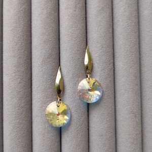 Cercei cu cristal Preciosa 14mm si tortite placate cu aur 18K - bijuterii - cercei - cercei din mărgele - Artynos.ro