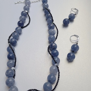 Set bijuterii cu Angelit, hematit placat cu argint si CZ negru - bijuterii - seturi de bijuterii - Artynos.ro