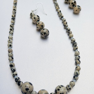 Set colier si cercei cu Jasp dalmatian si Topaz - bijuterii - seturi de bijuterii - Artynos.ro