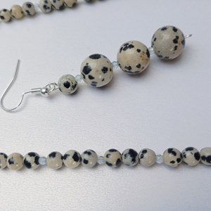 Set colier si cercei cu Jasp dalmatian si Topaz - bijuterii - seturi de bijuterii - Artynos.ro