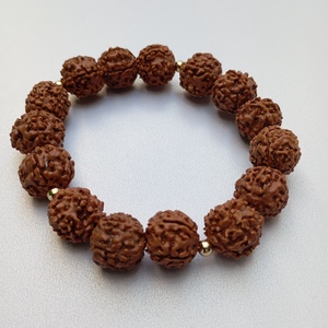 Bratara barbateasca cu seminte Rudraksha si margele placate cu aur 18K - bijuterii - brățări - brățări din mărgele - Artynos.ro