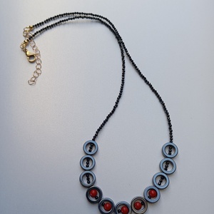 Set cu Coral rosu, Spinel si Hematit negru - bijuterii - seturi de bijuterii - Artynos.ro