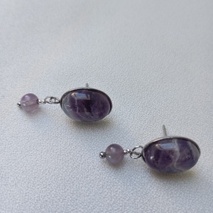 Cercei retro cu Ametist - bijuterii - cercei - cercei din pietre semiprețioase - Artynos.ro
