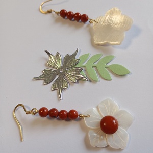 Cercei cu Sidef si Jasp rosu caramiziu - bijuterii - cercei - cercei din pietre semiprețioase - Artynos.ro