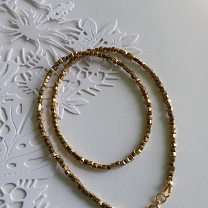 Coluer cu Hematit auriu 3mm cu inchizatoare placata cu aur gold filled, Bijuterii, Coliere, Coliere din pietre semipretioase, Confectionarea bijuteriilor, ARTYNOS