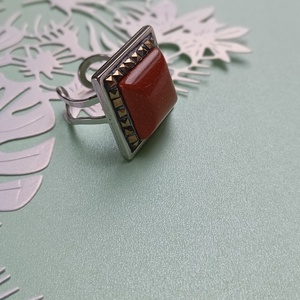 Inel Handmade cu Piatra Soarelui și Marcasite - bijuterii - inele - inele cu pietre semiprețioase - Artynos.ro