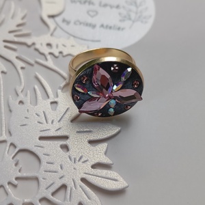 Inel placat cu aur 18K si cristale Swarovski Light Rose, tineresc, delicat - Artynos.ro