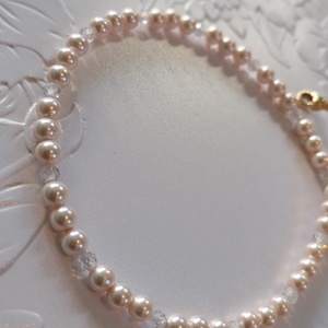 Bratara de picior din perle sintetice roz perlat si cubic zirconia alb - bijuterii - bijuterii și brățări de picioare - Artynos.ro