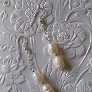 Set cercei si bratara Argint si Perle albe 10 cu 8 mm eleganta atemporala - bijuterii - seturi de bijuterii - Artynos.ro