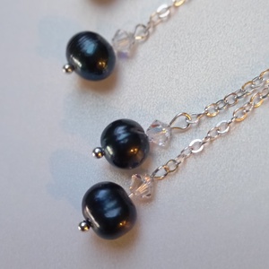 Cercei Perle negre si cristale Swarovski - bijuterii - cercei - cercei din perle - Artynos.ro