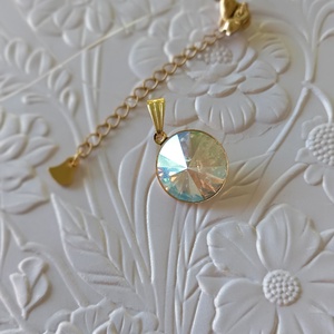 Colier cu Swarovski 14mm Silk Shimmer pe fir transparent - bijuterii - coliere - coliere cu pandative - Artynos.ro