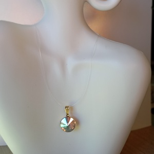 Colier cu Swarovski 14mm Silk Shimmer pe fir transparent - bijuterii - coliere - coliere cu pandative - Artynos.ro