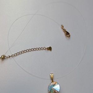 Colier cu Swarovski 14mm Silk Shimmer pe fir transparent - bijuterii - coliere - coliere cu pandative - Artynos.ro