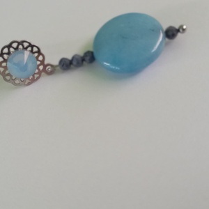 Cercei albastri cer senin cu Calcedonie, Safir si Swarovski - bijuterii - cercei - cercei din pietre semiprețioase - Artynos.ro