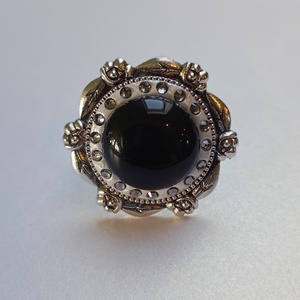 Inel handmade cu Onix si cristale Swarovski Black Diamond - bijuterii - inele - inele cu pietre semiprețioase - Artynos.ro