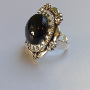 Inel handmade cu Onix si cristale Swarovski Black Diamond - bijuterii - inele - inele cu pietre semiprețioase - Artynos.ro