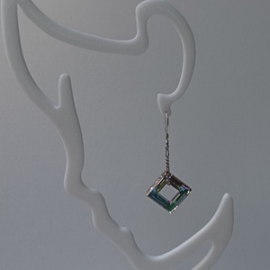 Cercei din argint si Swarovski Square Ring Vitrail Light, Bijuterii, Cercei, Cercei din argint, Confectionarea bijuteriilor, ARTYNOS