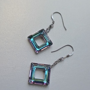 Cercei din argint si Swarovski Square Ring Vitrail Light - bijuterii - cercei - cercei din argint - Artynos.ro