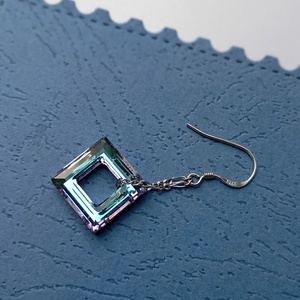 Cercei din argint si Swarovski Square Ring Vitrail Light - bijuterii - cercei - cercei din argint - Artynos.ro