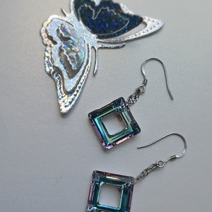 Cercei din argint si Swarovski Square Ring Vitrail Light - bijuterii - cercei - cercei din argint - Artynos.ro