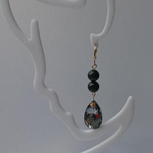 Cercei cu perle Preciosa si Swarovski Pear Light Chrome, 5.5 cm - Artynos.ro