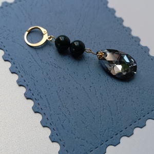 Cercei cu perle Preciosa si Swarovski Pear Light Chrome, 5.5 cm - bijuterii - cercei - cercei din mărgele - Artynos.ro