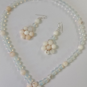 Set Opal alb african  8mm si argint - bijuterii - seturi de bijuterii - Artynos.ro