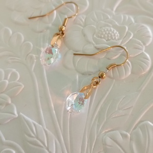 Cercei placati cu aur 18K si Swarovski Aurore Boreale Bleu - Artynos.ro