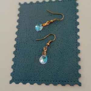 Cercei placati cu aur 18K si Swarovski Aurore Boreale Bleu - bijuterii - cercei - cercei lungi - Artynos.ro