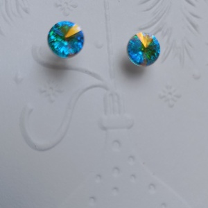 Cercei din argint cu cristal Swarovski Aurore Boreale 6mm - Artynos.ro