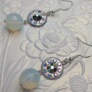 Cercei Opalit fatetat si cristale Swarovski - bijuterii - cercei - cercei din pietre semiprețioase - Artynos.ro