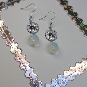 Cercei Opalit fatetat si cristale Swarovski - bijuterii - cercei - cercei din pietre semiprețioase - Artynos.ro