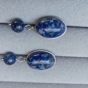 Cercei retro cu Lapis Lazuli 10x14mm - bijuterii - cercei - cercei din pietre semiprețioase - Artynos.ro