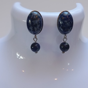 Cercei retro cu Lapis Lazuli 10x14mm - bijuterii - cercei - cercei din pietre semiprețioase - Artynos.ro