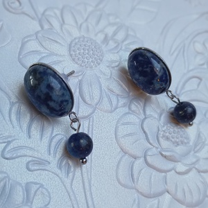 Cercei retro cu Lapis Lazuli 10x14mm - Artynos.ro