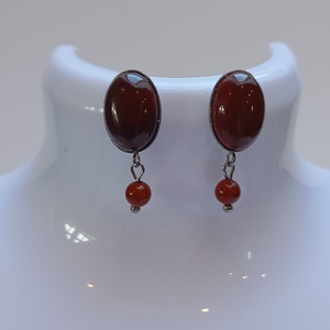 Cercei retro cu Jasp rosu 10x14mm - Artynos.ro