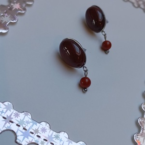 Cercei retro cu Jasp rosu 10x14mm - bijuterii - cercei - cercei din pietre semiprețioase - Artynos.ro
