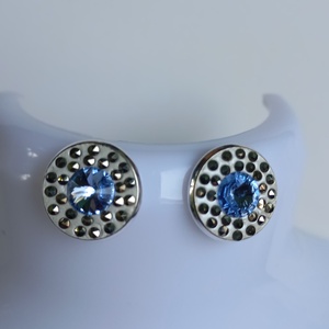 Cercei cu cristal Swarovski Blue Saphhire 6mm si marcasite 1.2mm - bijuterii - cercei - cercei din mărgele - Artynos.ro