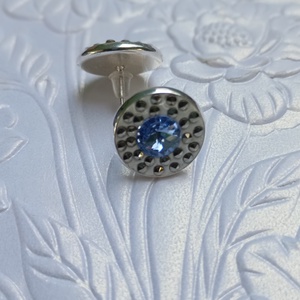Cercei cu cristal Swarovski Blue Saphhire 6mm si marcasite 1.2mm - bijuterii - cercei - cercei din mărgele - Artynos.ro