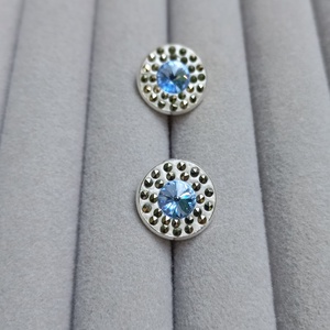 Cercei cu cristal Swarovski Blue Saphhire 6mm si marcasite 1.2mm - bijuterii - cercei - cercei din mărgele - Artynos.ro